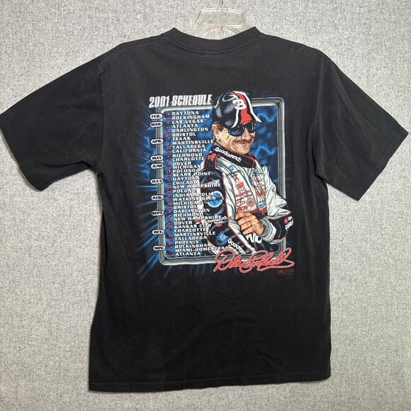 VINTAGE 2001 Schedule Dale Earnhardt Sr T-Shirt Mens Large Black NASCAR - Picture 10 of 14